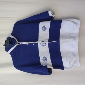 Vintage Euro Joy Colorblock Blue White Nautical Shirt Women's Large